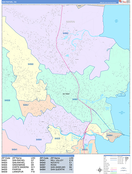 San Rafael Map Color Cast Style